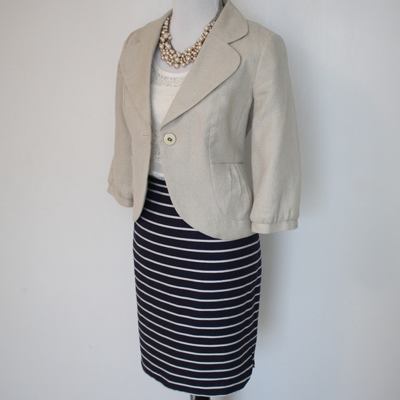 LOFT Jackets & Blazers - LOFT Size 8 Suit Skirt & Blazer Blue & Ivory